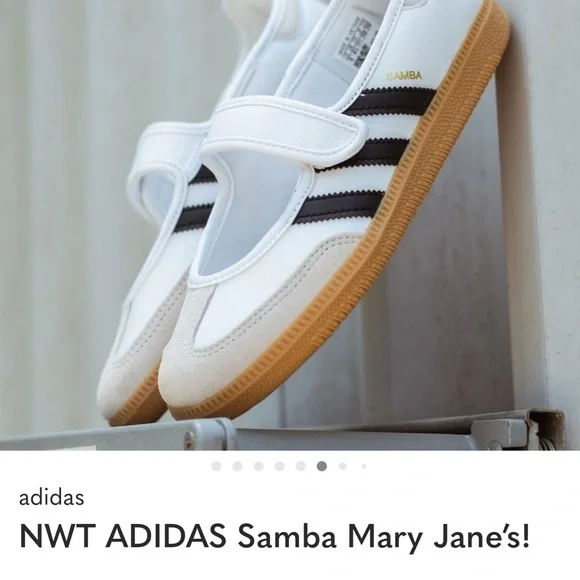 adidas womens Samba Mary-Jane Sneakers - White, Black, - Picture 2 of 5